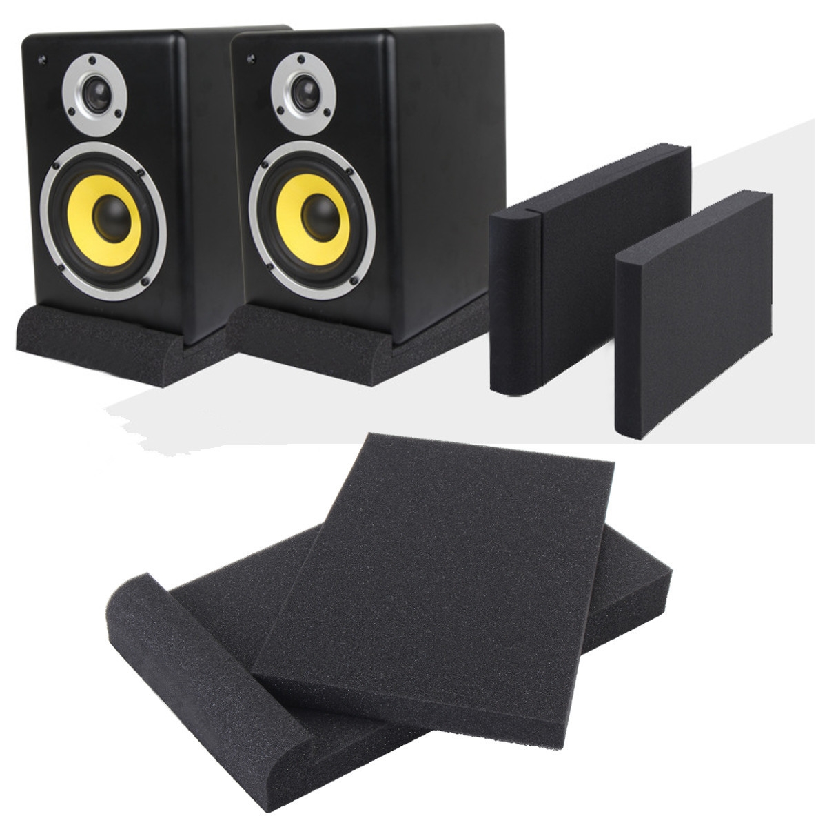 2PCS Sponge Sound Studio Monitor Speaker Acoustic Isolation Foam Isolator Pads
