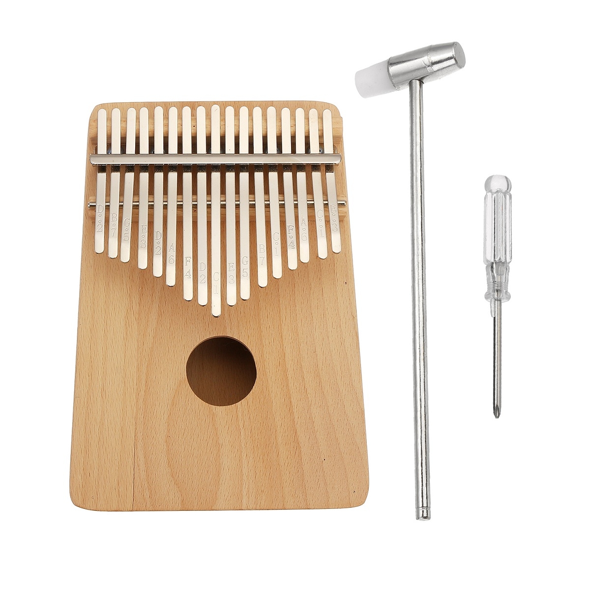 17 Keys DIY Painting Pine Wood Beechwood Kalimbas Thumb Piano Finger Percussion with Tuning Hammer