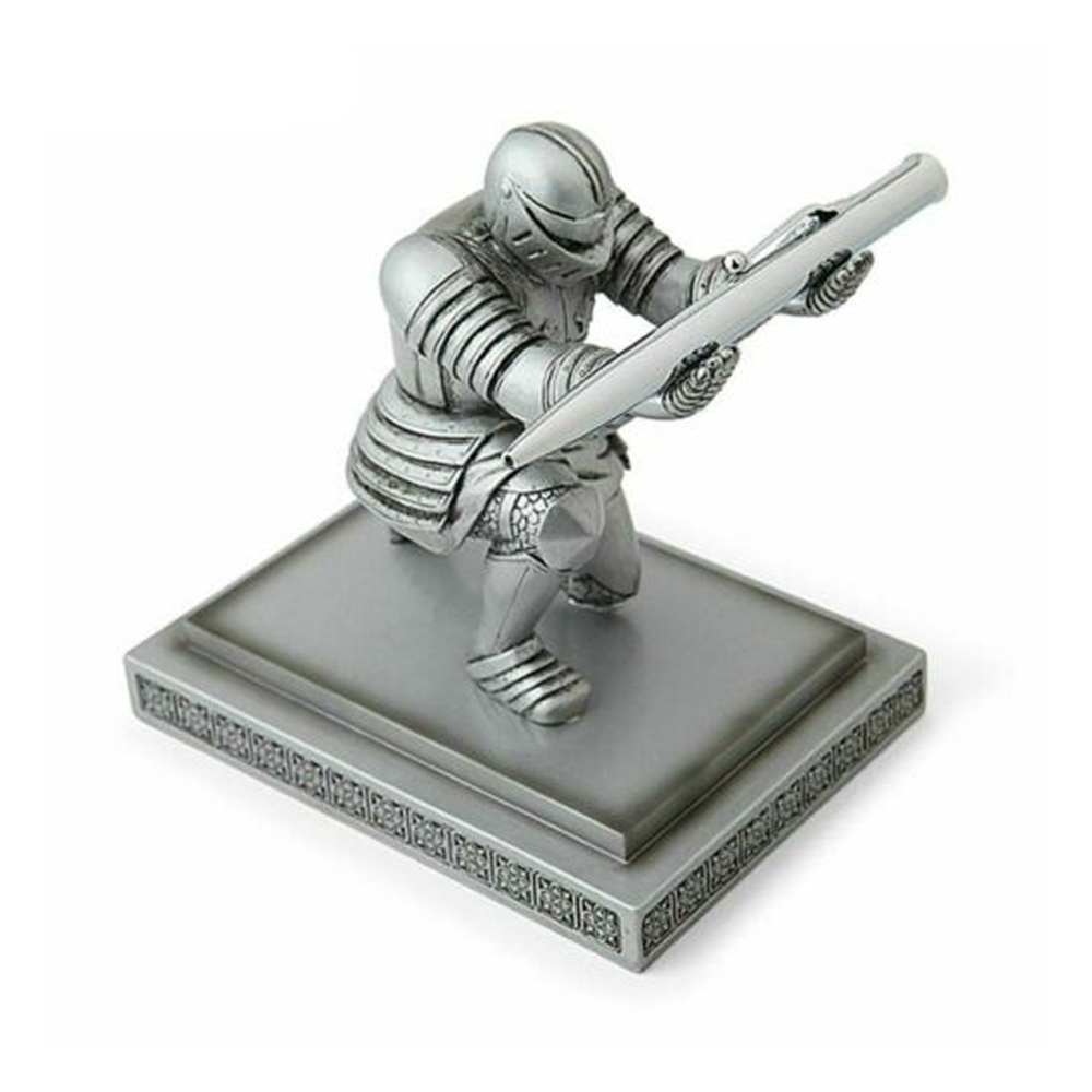 Silver Executive Knight Pen Holder Action Figure Armor Hero Pen Holder Table Decoration Toy