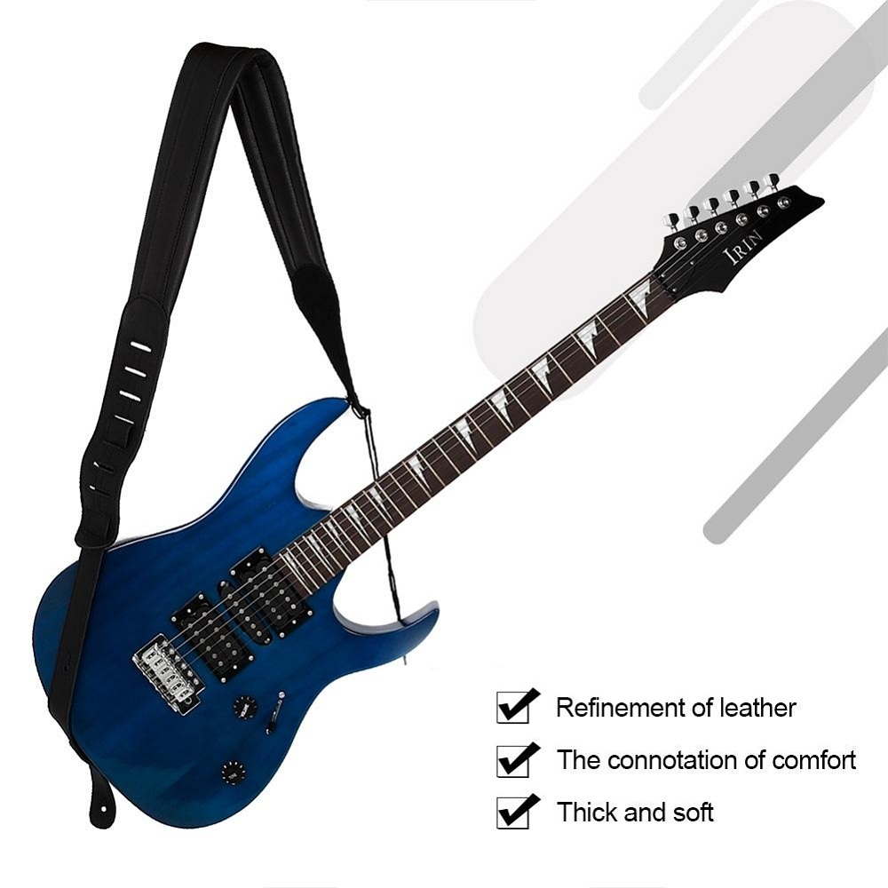 GS-06 Guitar Strap Thickened Widened Adjustable Decompression Leather Pearl Cotton Shoulder Strap for Guitar Bass