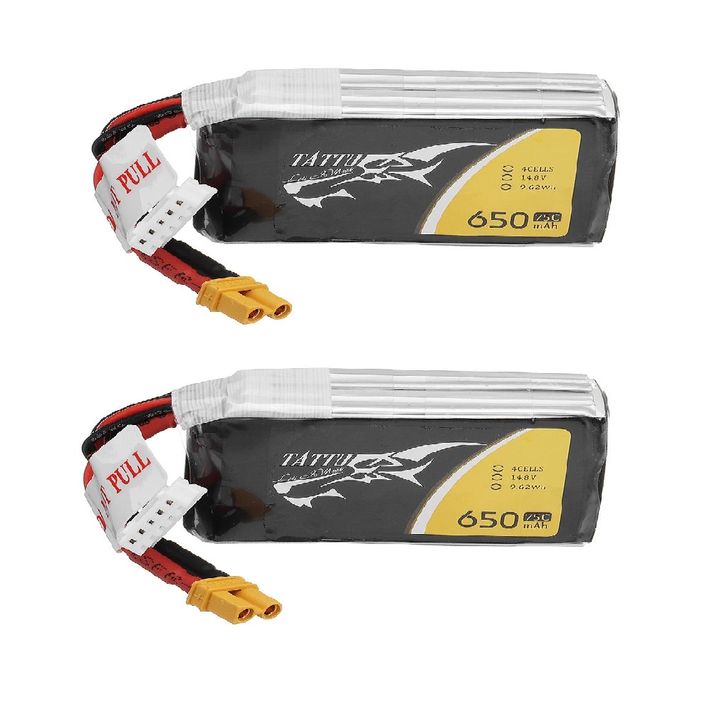 2Pcs TATTU 14.8V 650mAh 75C 4S1P Lipo Battery With XT30 Plug For RC FPV Quadcopter