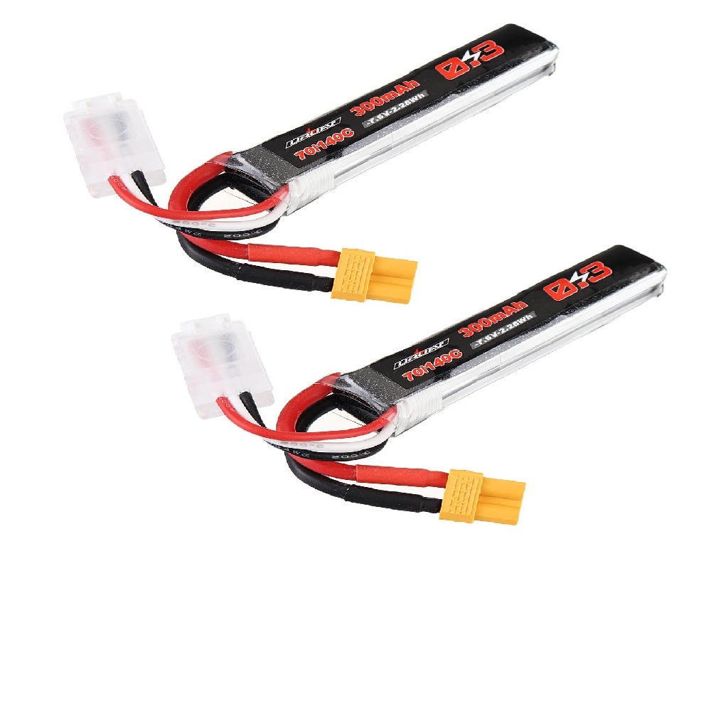 2Pcs URUAV 7.6V 300mAh 70C/140C 2S Lipo Battery XT30 Plug for RC Drone