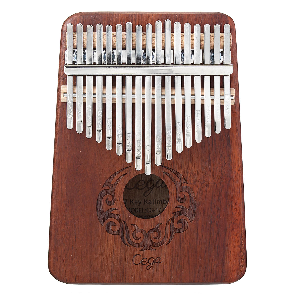 Cega 17 Key Full Solid Veneer Acacia Kalimbas African Thumb Piano Finger Percussion with Tuning Hammer