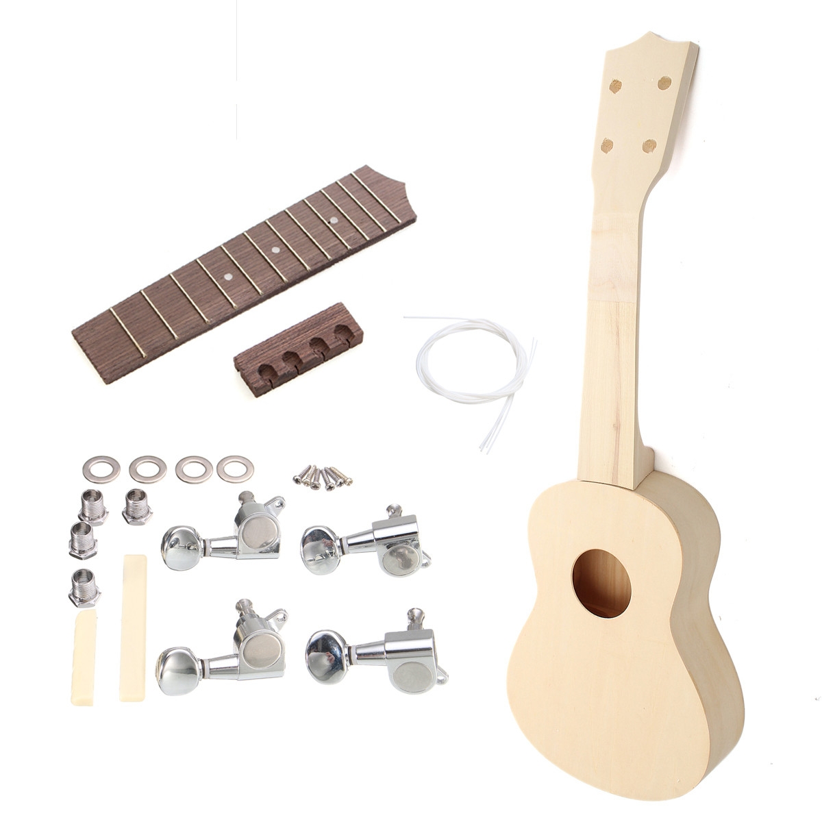 21 Inch Maple wood Hand-assembled Painting Ukulele with Accessories for Ukulele DIY