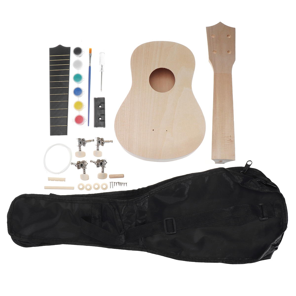 21 Inch Basswood Ukulele DIY Kit Handwork Support Painting Ukulele with Accessories