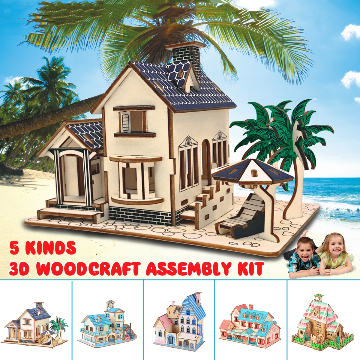 3D Woodcraft Assembly Doll House Kit Decoration Toy Model for Kids Gift