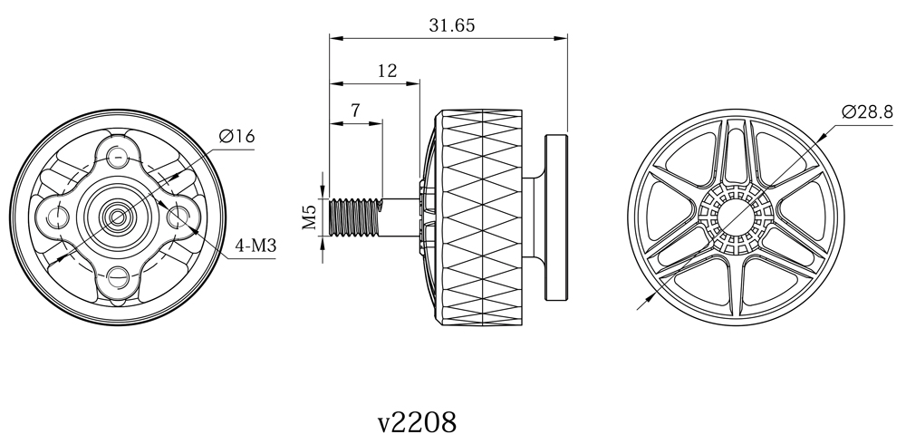 T-motor VELOX V2208 1750KV/1950KV Brushless Motor For FPV Racing RC Drone