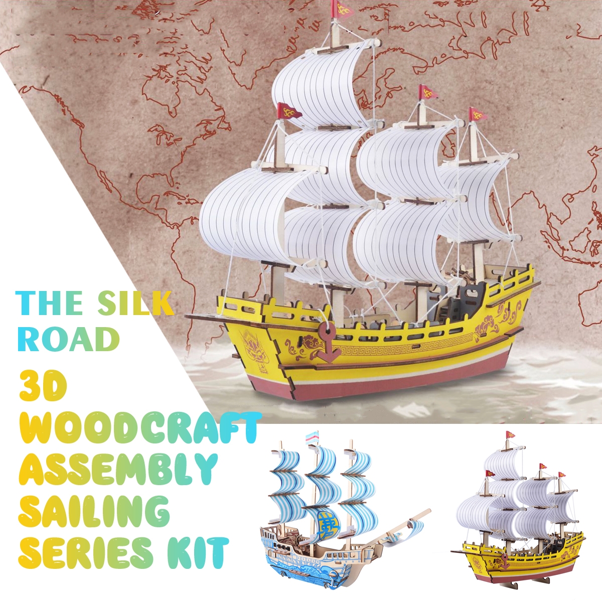 3D Woodcraft Assembly Sailing Series Kit Jigsaw Puzzle Decoration Toy Model for Kids Gift