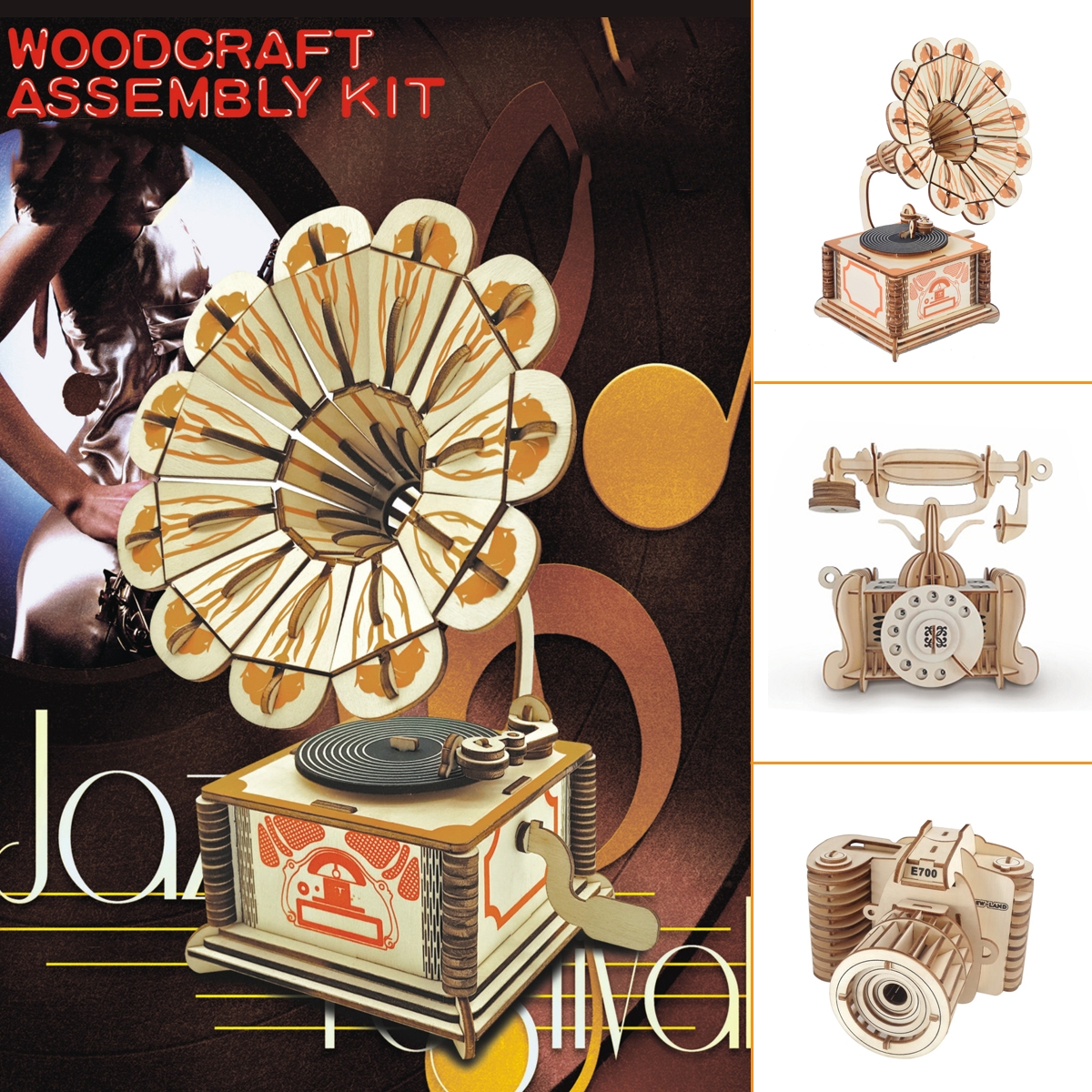 3D Woodcraft Assembly Retro-electric Appliance Series Kit Jigsaw Puzzle Decoration Toy Model for Kids Gift