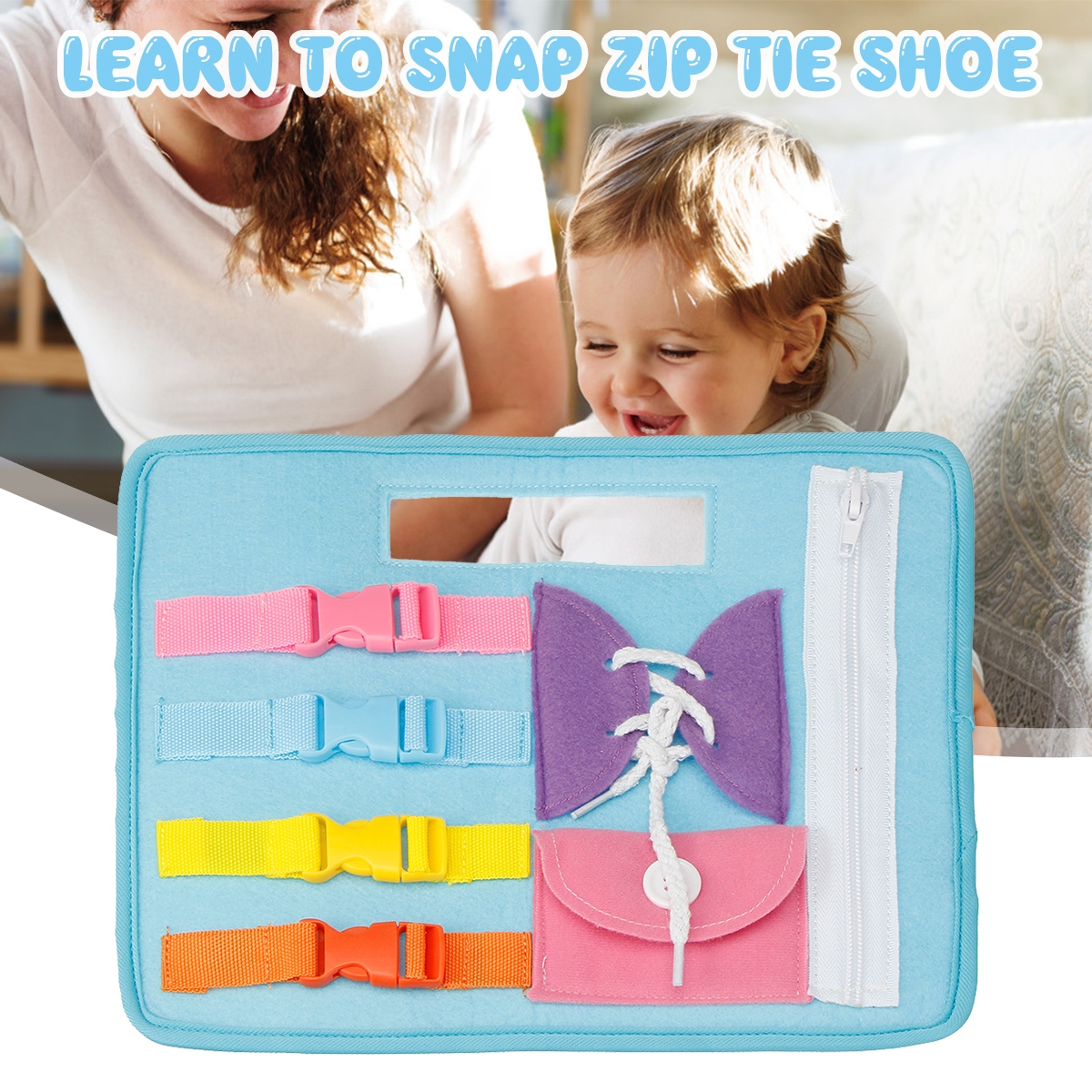 Kids Boys Girls Basic Skills Board Developmental Toys Learn to Snap Zip Tie Shoe Laces Educational Toys