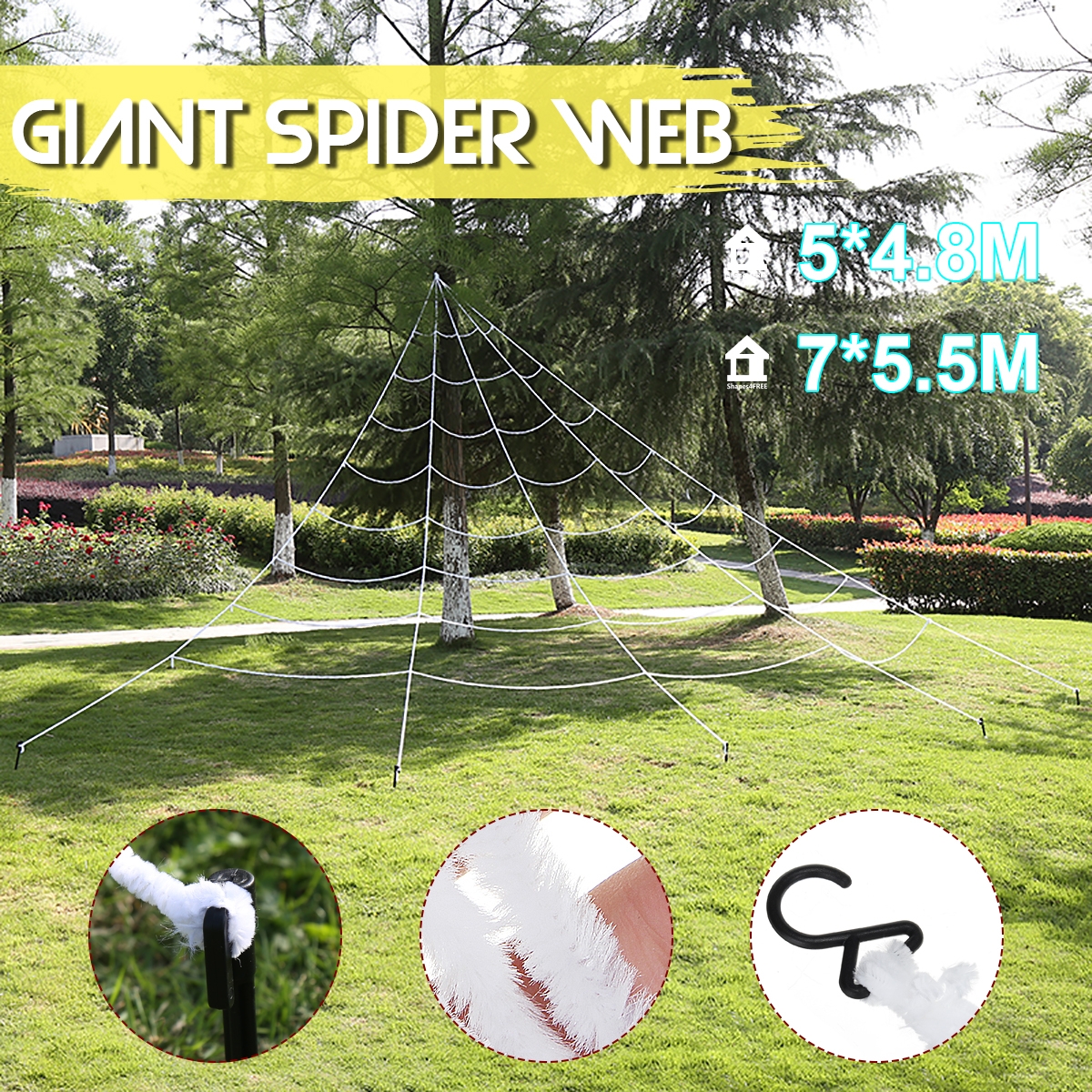 Halloween Decorations Spider Web Triangular Mega Outdoor Graveyard Decor Scary Props Toys