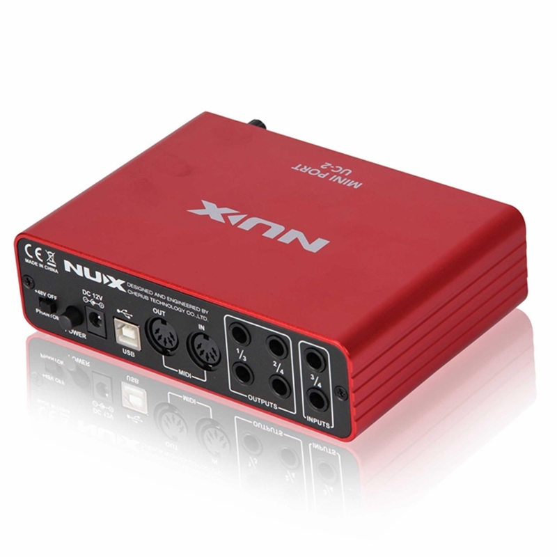 NUX UC-2 Mini Port USB XLR 6.35mm Input Output Audio Interface for Mic MIDI Instrument Recording Playback
