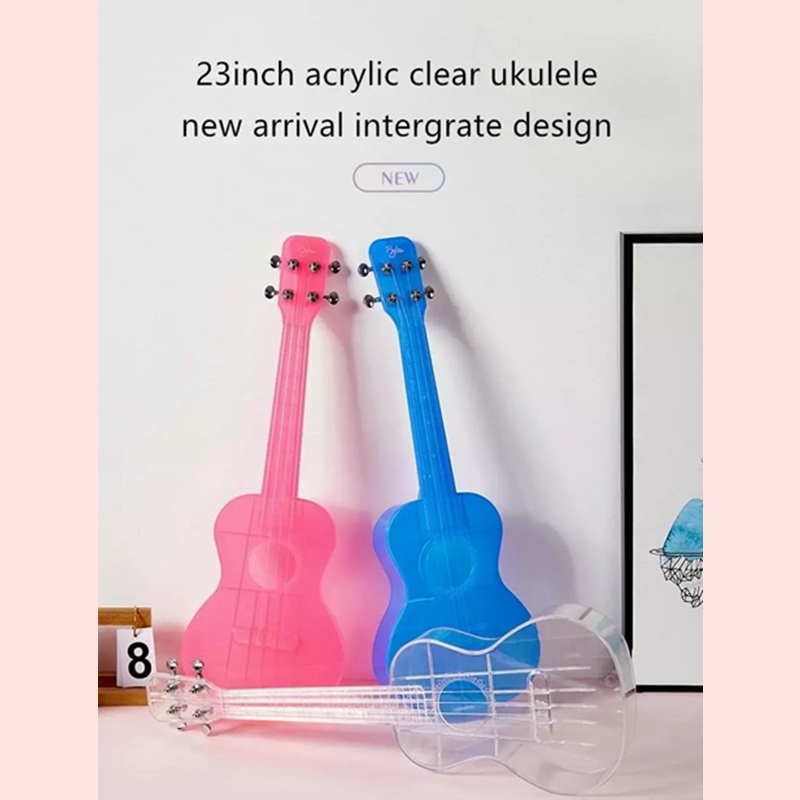 Byla 23 Inch Transparent Acrylic Clear Ukulele Waterproof Integrated Structure Hawaii Ukulele