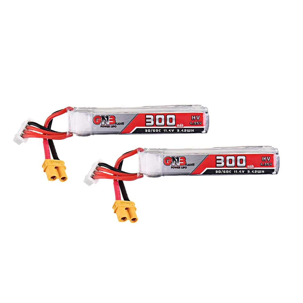 2Pcs Gaoneng 11.4V 300mAh 30C/60C 3S HV 4.35V Lipo Battery XT30 Plug for Full Speed Tiny Leader Drone