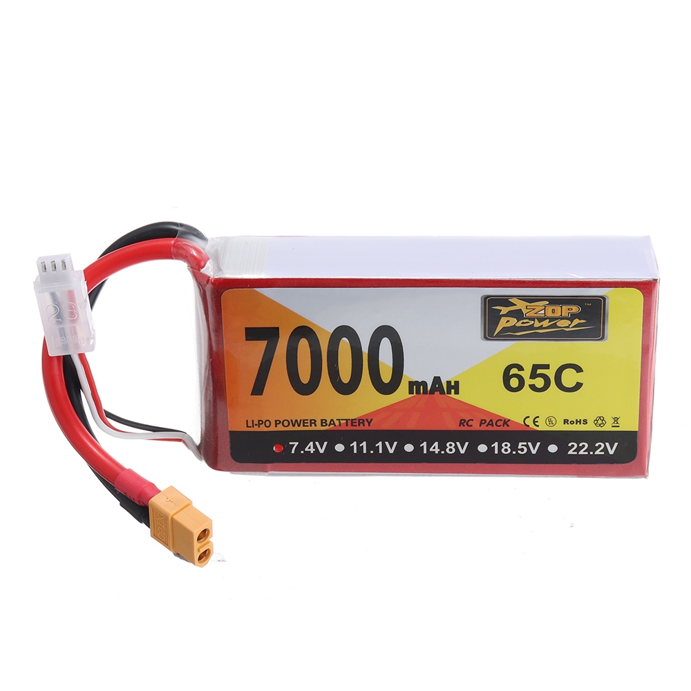 ZOP Power 7.4V 7000mAh 65C 2S Lipo Battery XT60 Plug for RC Raing Drone