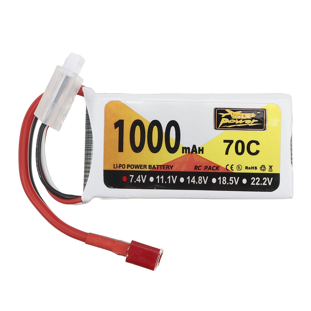 ZOP Power 7.4V 1000mAh 70C 2S Lipo Battery T Plug for Wltoys V912 V912 V262 V353 Helicopter