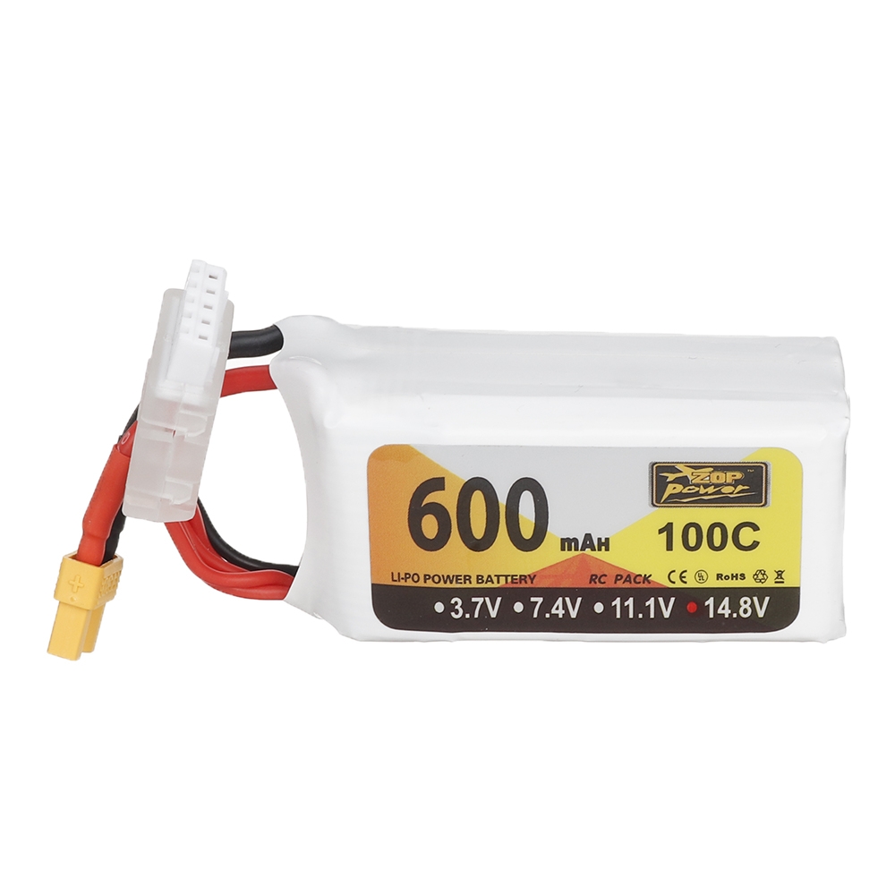 ZOP Power 14.8V 600mAh 100C 4S Lipo Battery XT30 Plug for 90mm to 180mm Size Multi Rotor