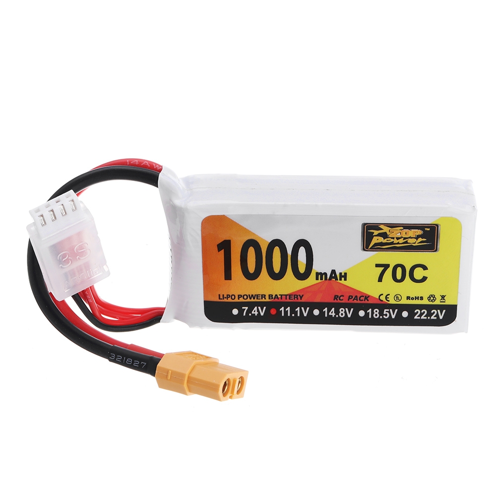 ZOP Power 11.1V 1000mAh 70C 3S Lipo Battery XT60 Plug for JJRC M02 RC Airplane