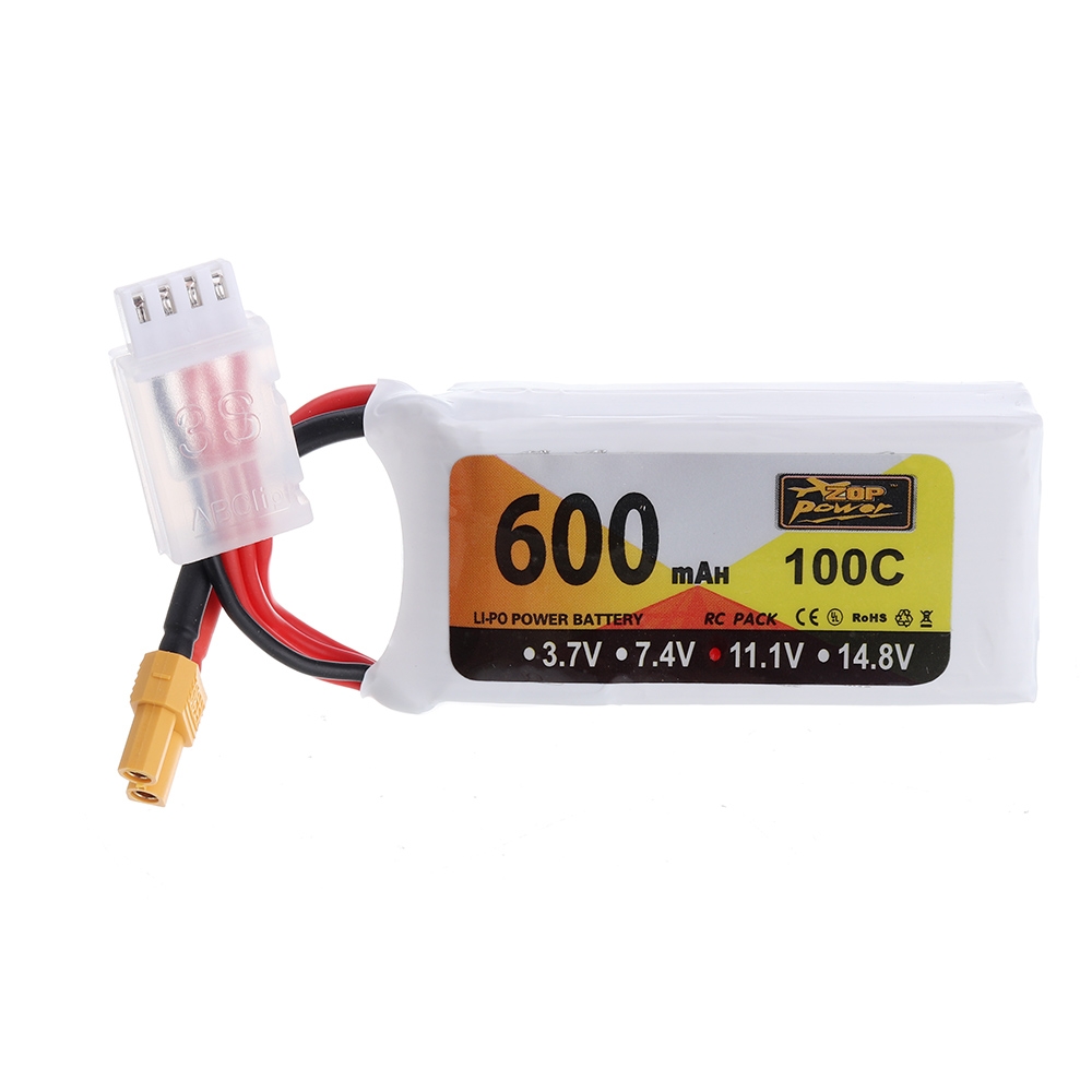 ZOP Power 11.1V 600mAh 100C 3S Lipo Battery XT30 Plug for Eachine Lizard95 FPV Racer