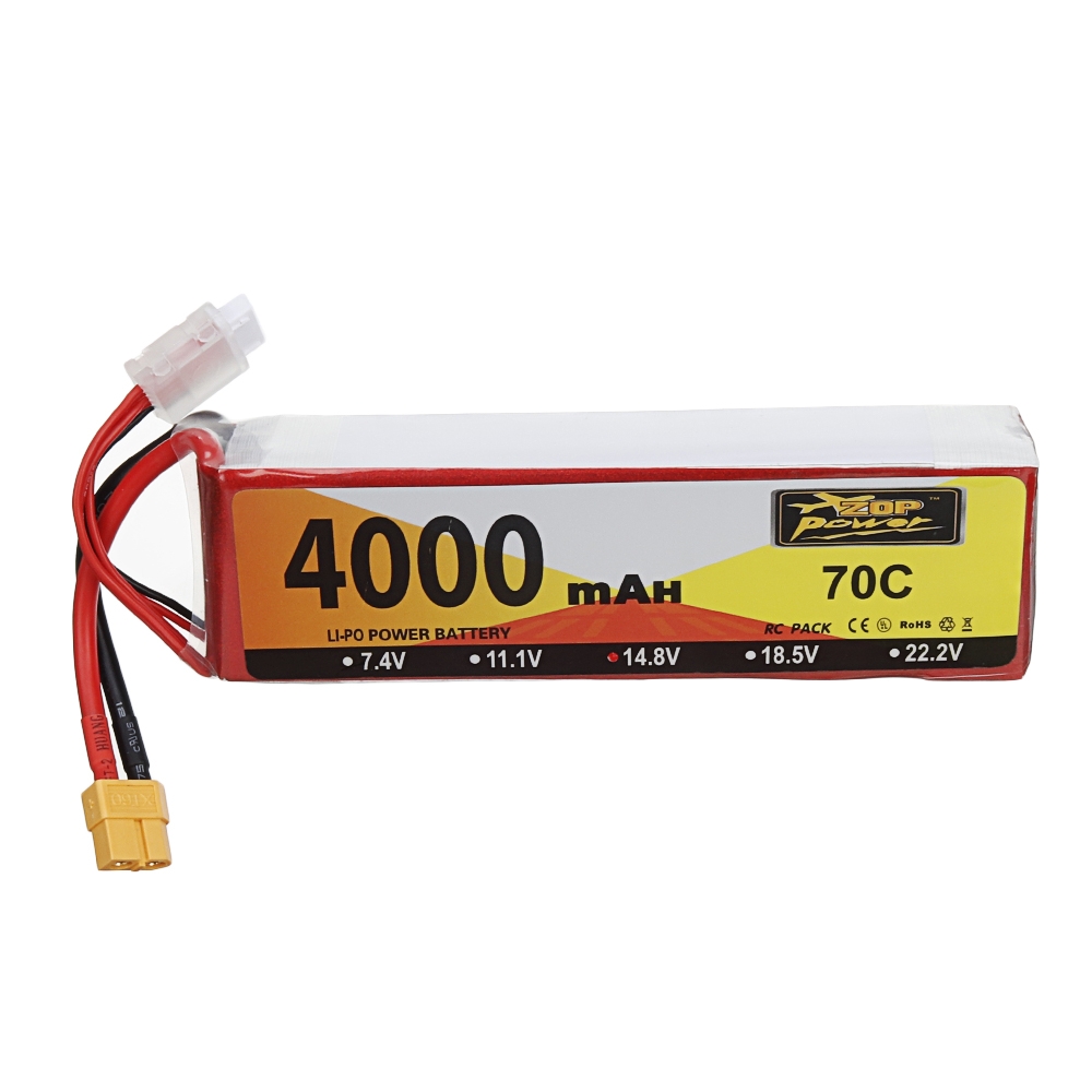 ZOP Power 14.8V 4000mAh 70C 4S Lipo Battery XT60 Plug for RC Racing Drone