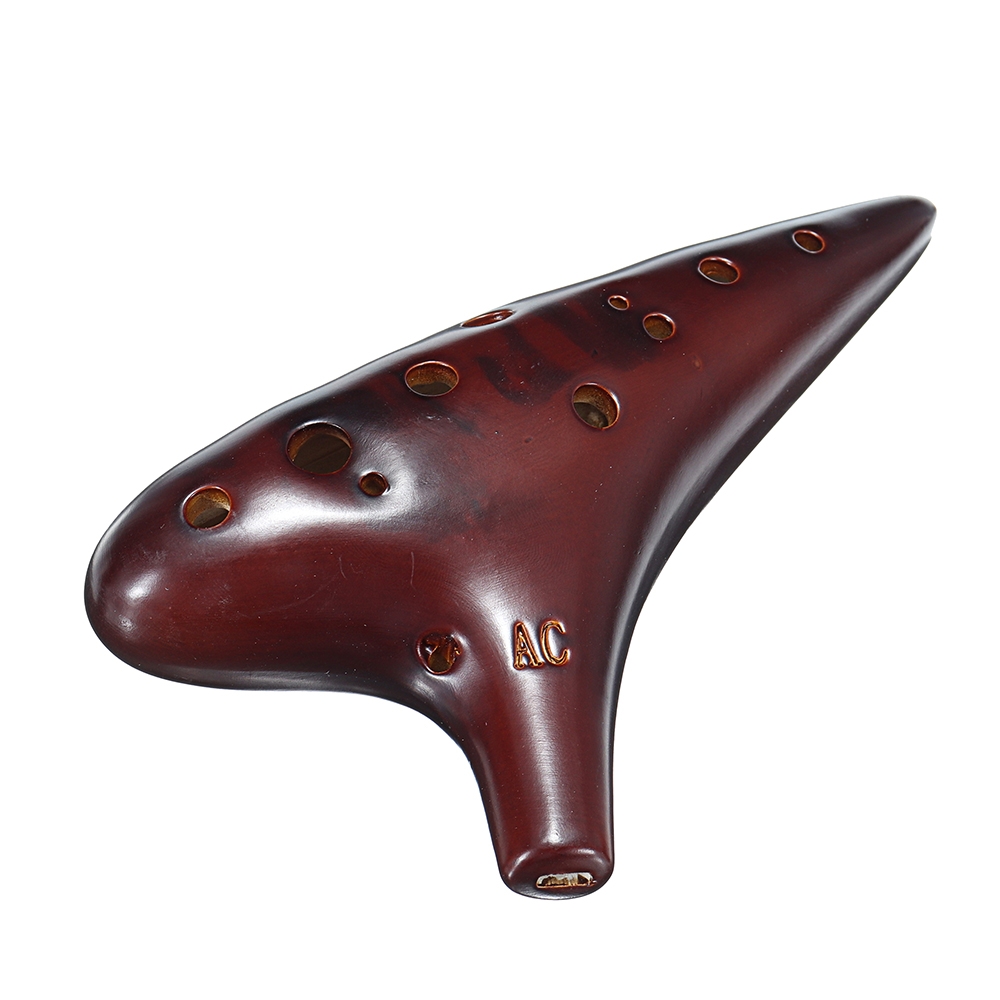 12 Hole Alto A C Tone Smoked Burn Ceramic Ocarina Flute Instrument