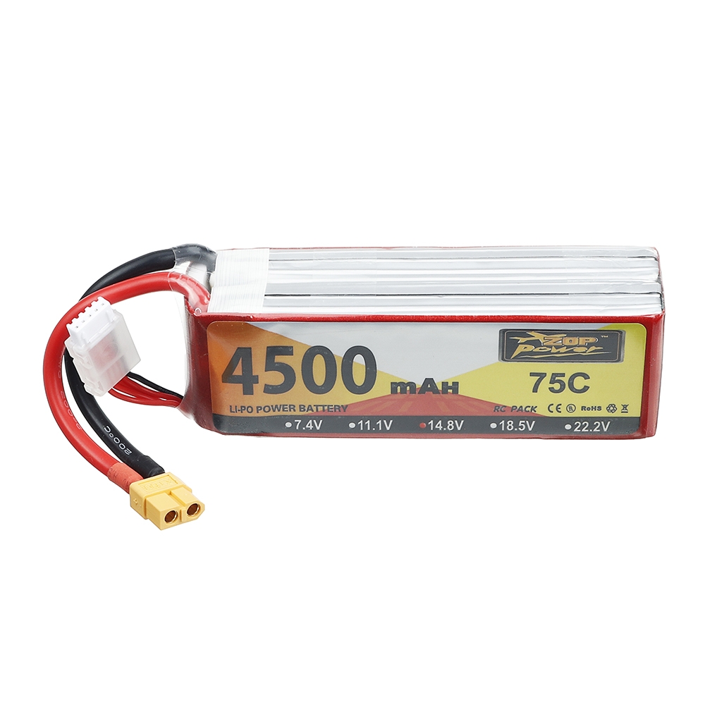 ZOP Power 14.8V 4500mAh 75C 4S Lipo Battery XT60 Plug for RC Drone Car