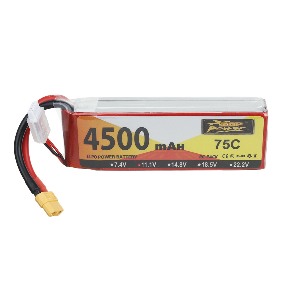 ZOP Power 11.1V 4500mAh 75C 3S Lipo Battery XT60 Plug for RC Drone Car Boat Helicopter Airplane