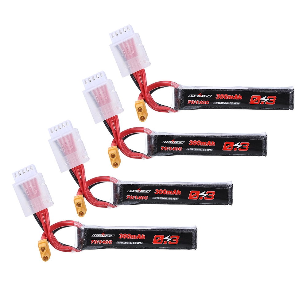 2Pcs URUAV 15.2V 300mAh 70C/140C 4S Lipo Battery XT30 Plug for RC FPV Racing Drone