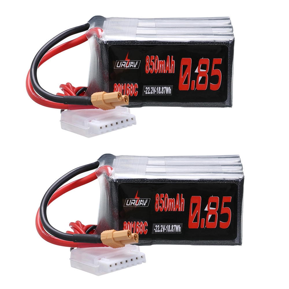 2Pcs URUAV 22.2V 850mAh 80C/160C 6S Lipo Battery XT30 Plug for FPV Racing Drone