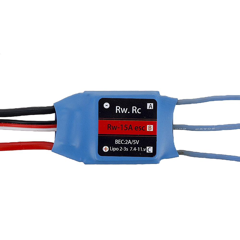 2 PCS RW.RC 15A Brushless ESC 5V2A BEC 2S 3S for RC Models Fixed Wing Airplane Drone