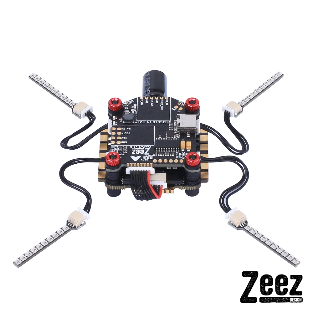 Zeez F7 FC MPU6000 5V/3A BEC 6UARTS OSD 30.5*30.5mm 3-8S+Zeez 60amp 4-in-1 BLHeli_32 ESC+Zeez LED System FPV Combo RC Stack for FPV Racing RC Drone