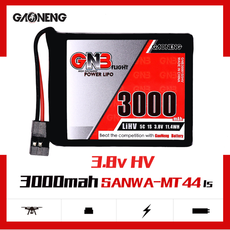 2PCS Gaoneng GNB 3.8V 3000MAH 1S 5C HV LiPo Battery for Sanwa MT-44 FH4T Remote Controller
