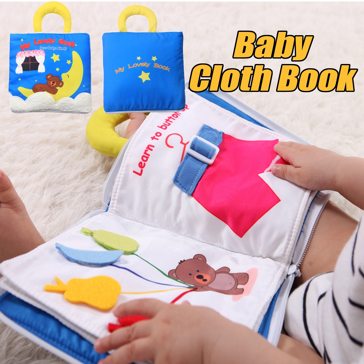 Infant Early Education Soft Cloth Books Baby Learning Activity Practice Hands Book Toys