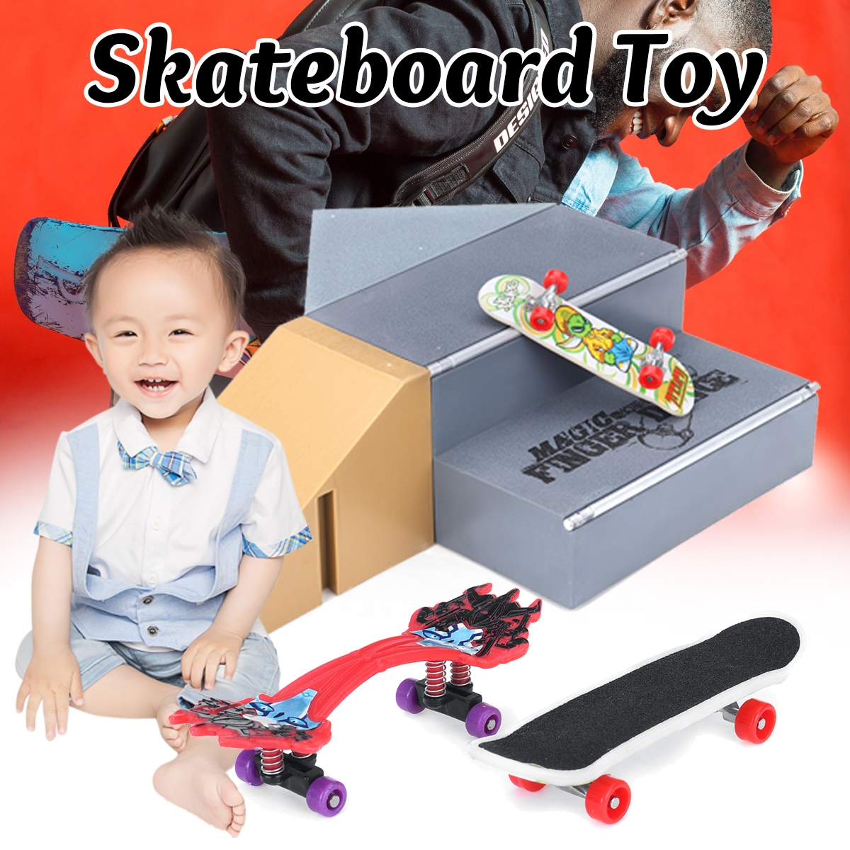 New Alloy Finger Skateboard Skate Park Ramp Parts with Field Combination Novelties Toys