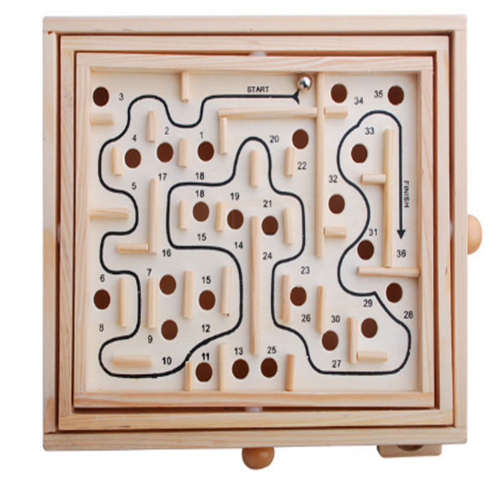 Wooden Desktop Maze Game Leisure Educational Toys Kids Gifts