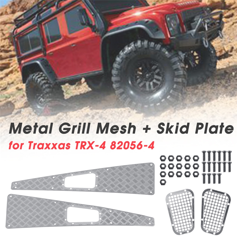Alloy Grill Mesh + Skid Plate with Screws Nuts for TRX4 82056-4 1/10 RC Car Spare Parts