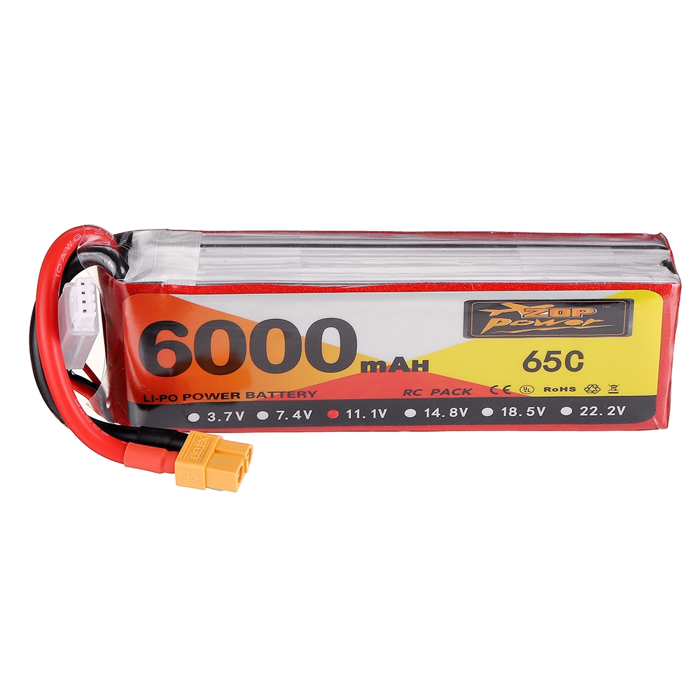 ZOP Power 11.1V 6000mAh 65C 3S Lipo Battery XT60 Plug for RC Drone