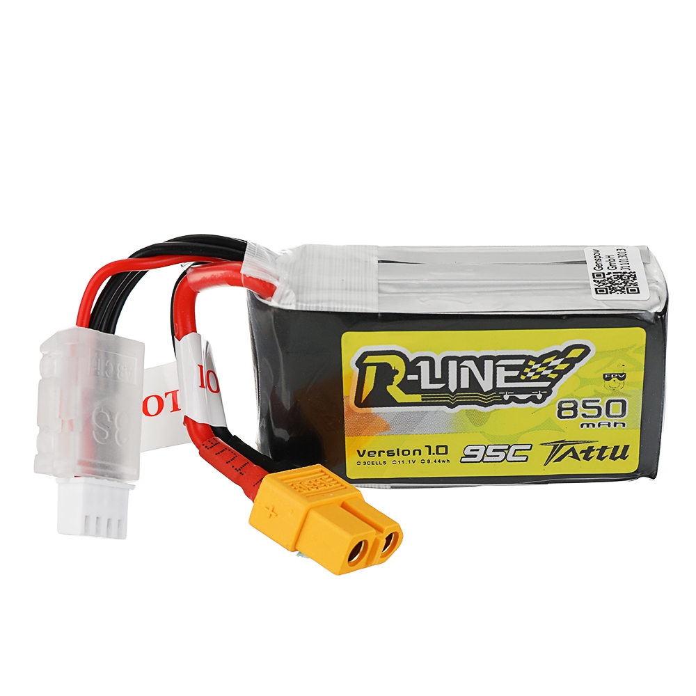 TATTU R-LINE 1.0 11.1V 850mAh 95C 3S Lipo Battery XT30 Plug for for 100mm to 180mm Multirotor FPV