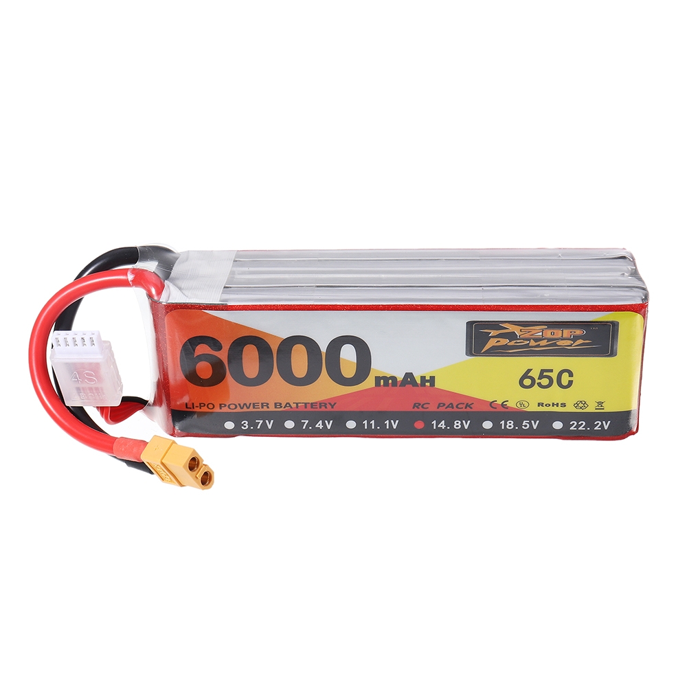 ZOP Power 14.8V 6000mAh 65C 4S Lipo Battery XT60 Plug for RC Drone