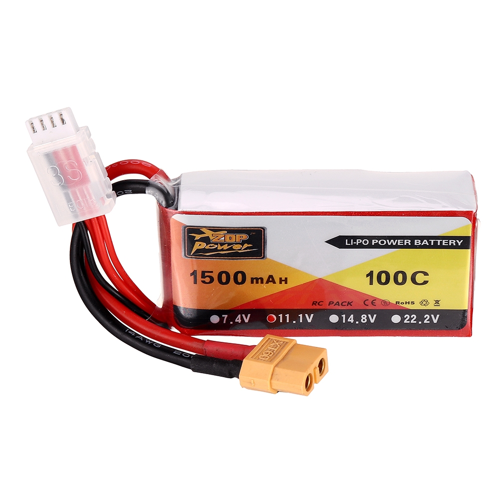 ZOP Power 11.1V 1500mAh 100C 3S Lipo Battery XT60 Plug for RC Racing Drone