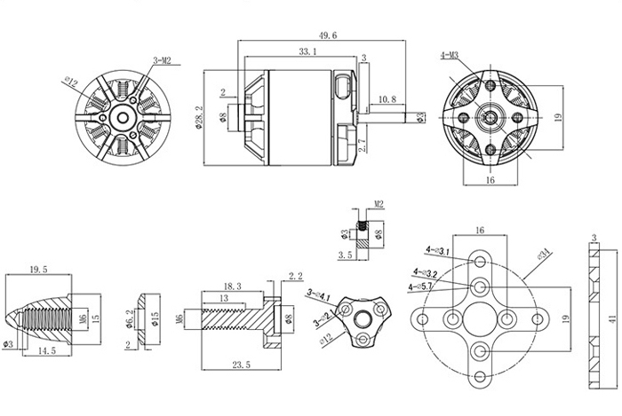 AOKFLY AM2316-X 880KV/1250KV/1400KV 3-4S Brushless Motor for F350-F450 RC Airplane Fixed Wing