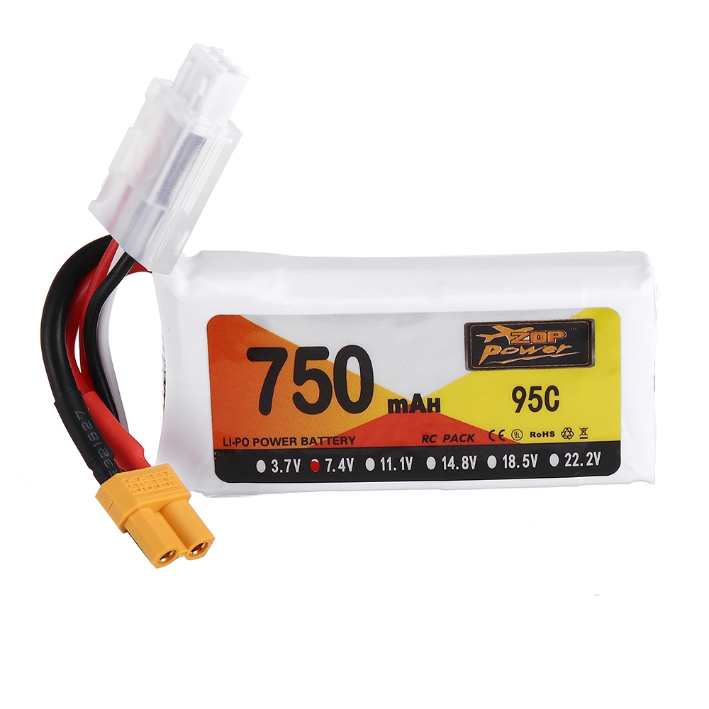 ZOP Power 7.4V 750mAh 95C 2S Lipo Battery XT30 Plug for RC Drone