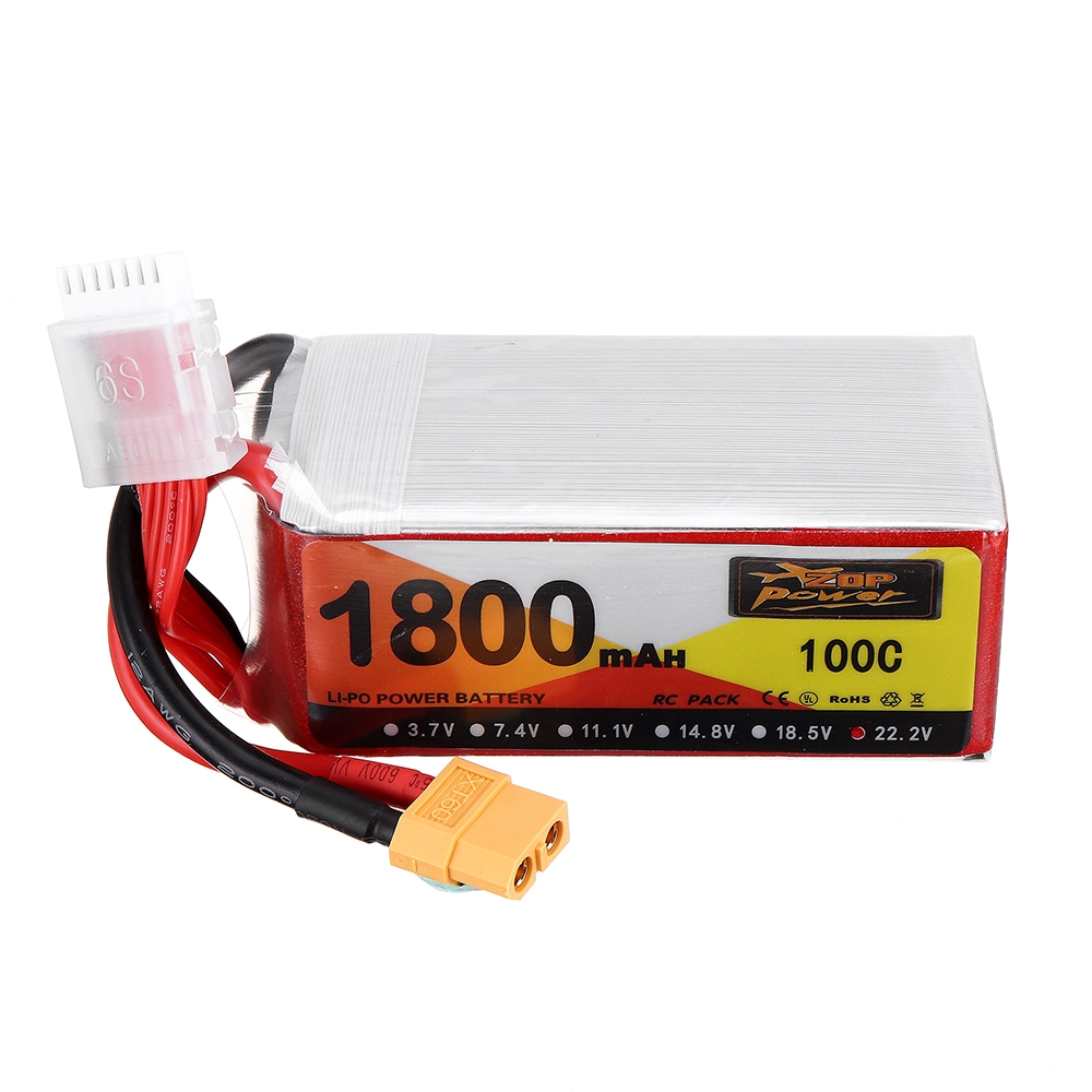 ZOP Power 22.2V 1800mAh 100C 6S Lipo Battery XT60 Plug For RC Drone