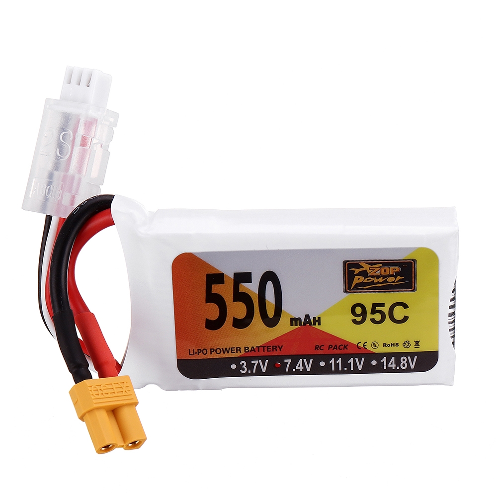 ZOP Power 7.4V 550mAh 95C 2S Lipo Battery XT30 Plug for RC Quadcopter