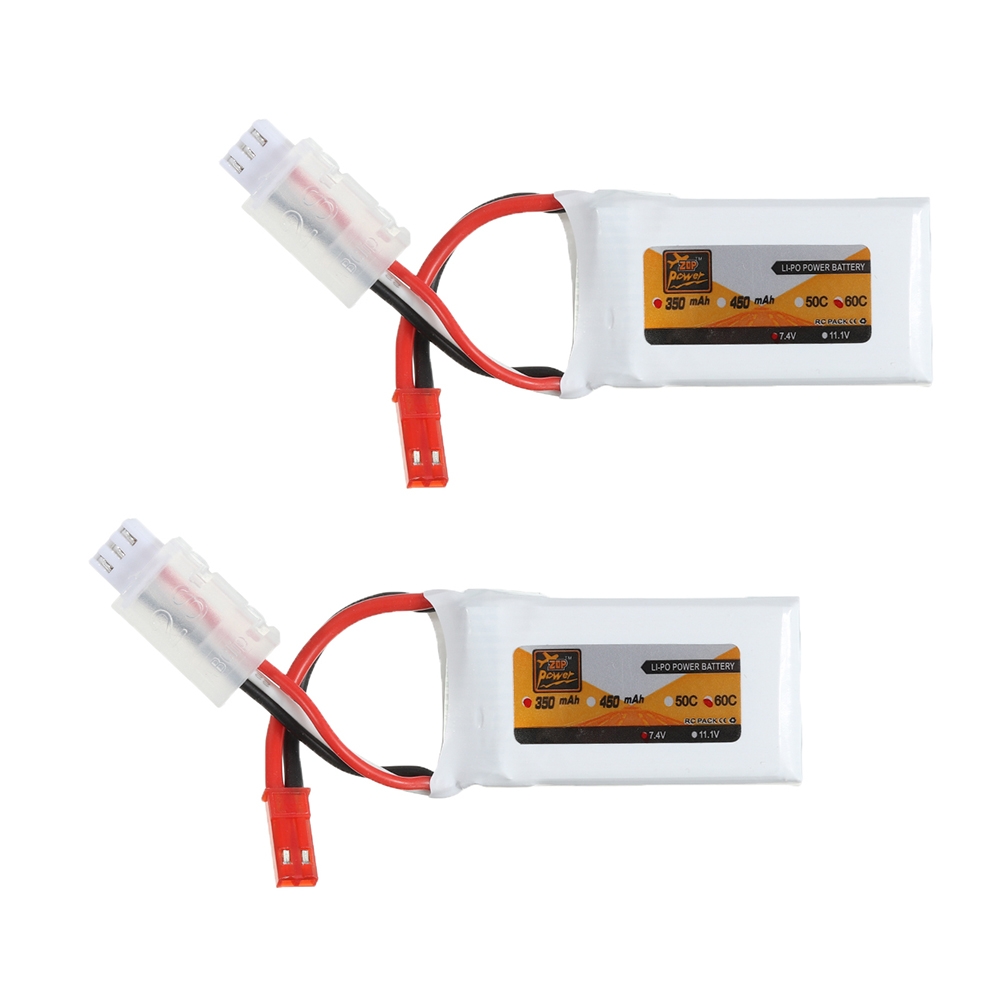 2Pcs ZOP Power 7.4V 350mAh 60C 2S Lipo Battery JST Plug for MJX X401H X402 JXD 515 515W 515V RC Drone