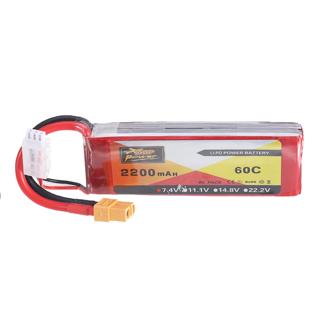 ZOP Power 7.4V 2200mAh 60C 2S Lipo Battery XT60 Plug for RC Drone