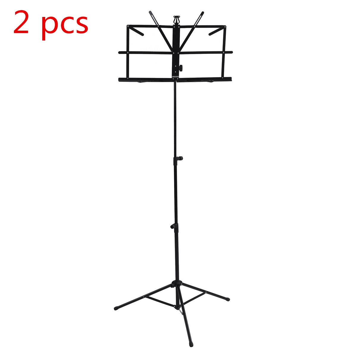 2PCS Foldable Aluminum Alloy Guitar Stand Holder Music Sheet Tripod Stand Height Adjustable with Carry Bag for Musical Instrument