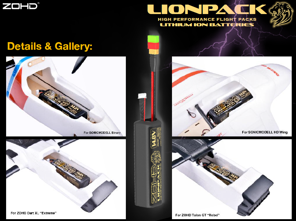 ZOHD LIONPACK 4S2P 18650 14.8V 7000mAh Li-ion Battery Pack for RC Airplane Spare Part RC Drone Accessories
