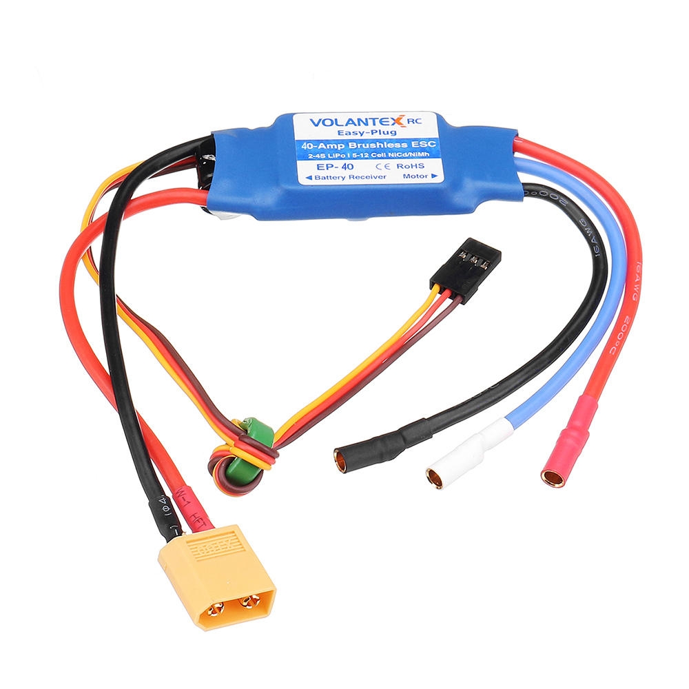 Volantex Easy Plug 40A 2-4S Brushless ESC With XT60 Plug 180 Dupont Cable For TrainStar Ascent 747-8 1400mm RC Airplane