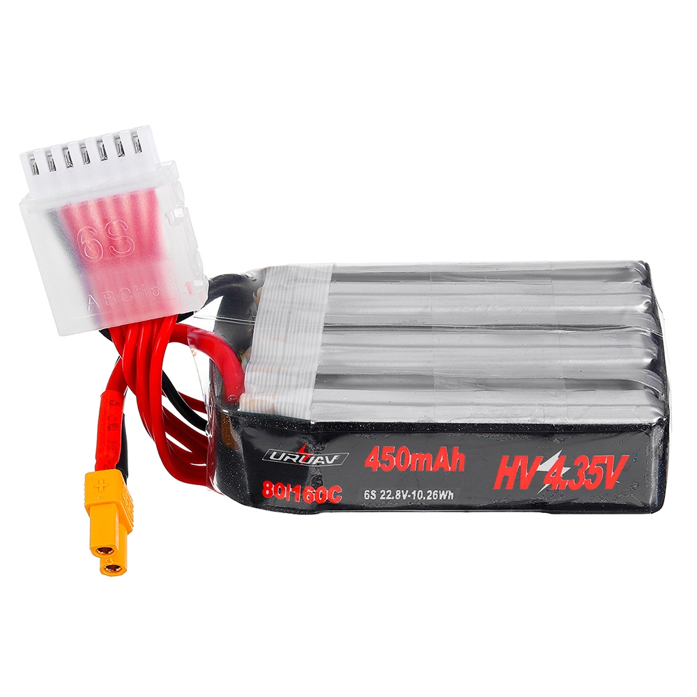 URUAV 22.8V 450mAh 80C/160C 6S Lipo Battery XT30 Plug for RC Racing Drone